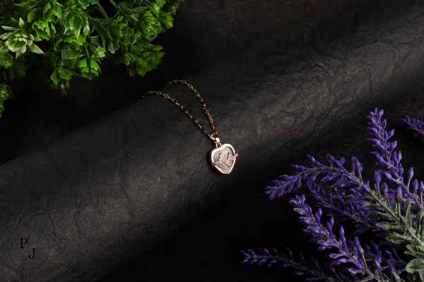 Heartbeat Pendant With Mother of Pearl Stone - Rose Gold