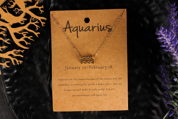 Aquarius Zodiac Charm Pendant - Gold Platted