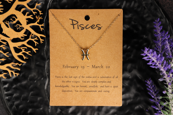 Pisces Zodiac Charm Pendant - Gold Platted