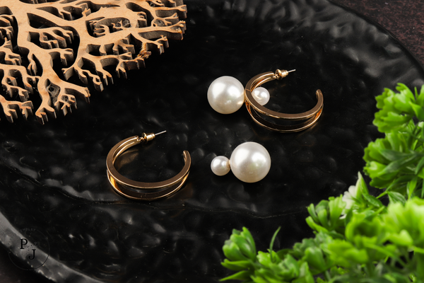 Charming 3 in 1 Pearl Earrings - Gold Platted
