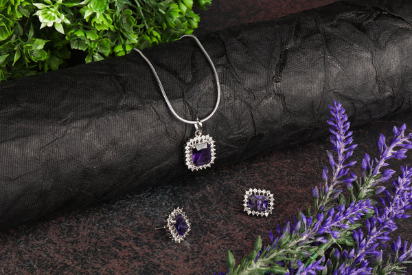 Voilet American Diamond Necklace Set
