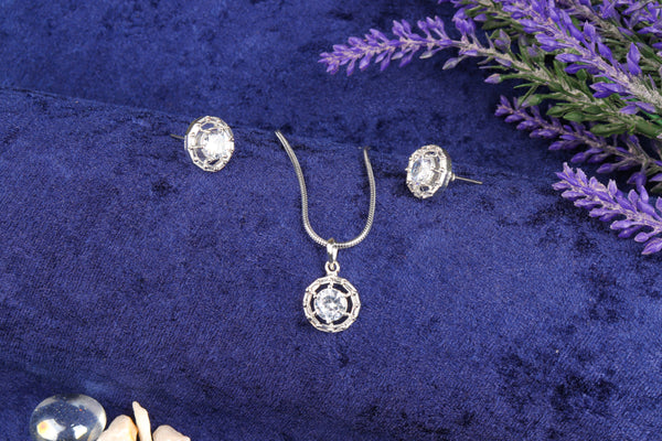 Oval Crystal American Diamond Necklace Set